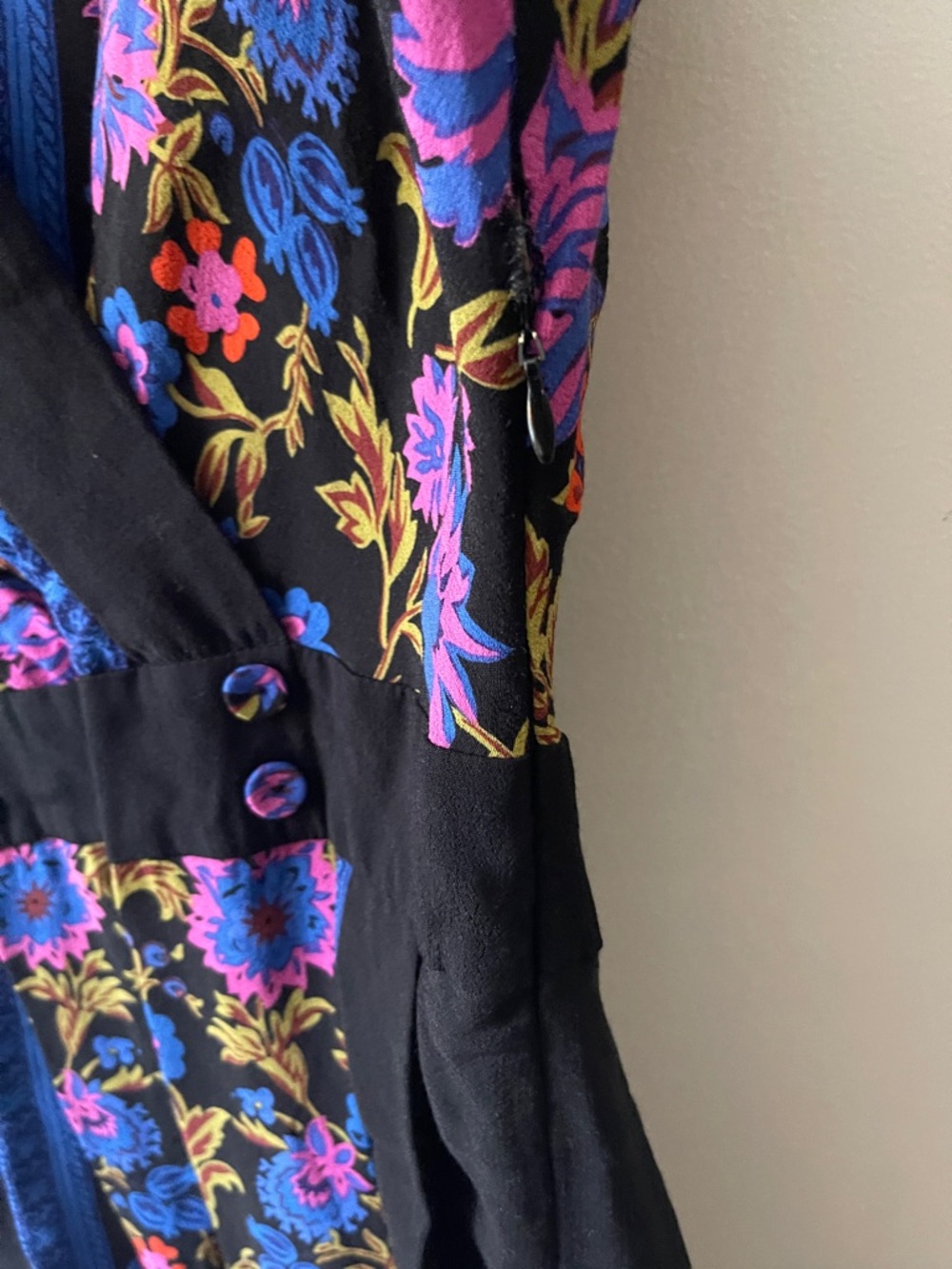 Anthropologie ett:twa Floral Border Print Jumpsuit Boho Blue Wide Leg Size 6 - Picture 5 of 5